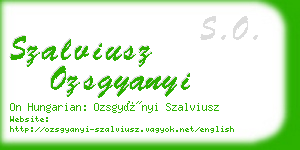 szalviusz ozsgyanyi business card